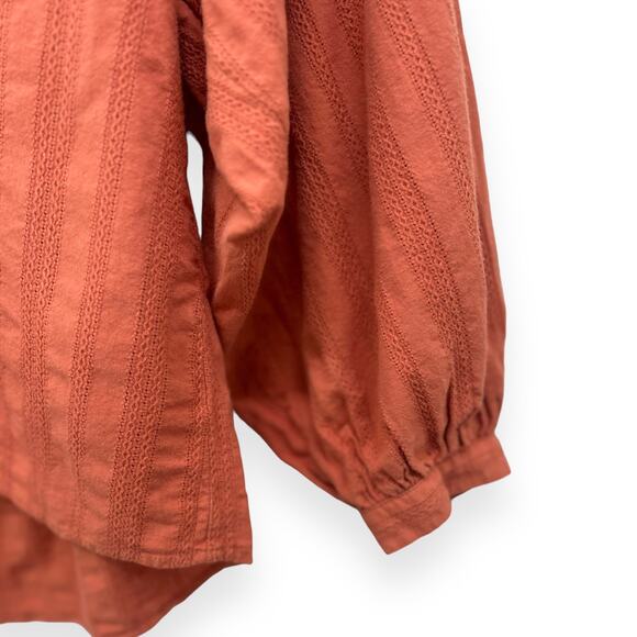 Madewell Palisade Button Front Peasant Top XS Burnt Orange - Picture 6 of 6